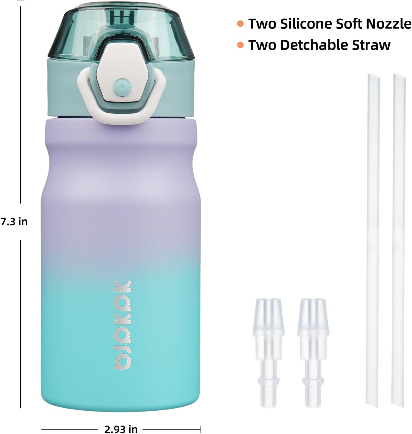 BJPKPK 14oz Insulated Water Bottle With Straw Stainless Steel Double Wall Water Bottles BPA Free Leak Proof Thermos With Lockable Flip Lid In Purple Blue