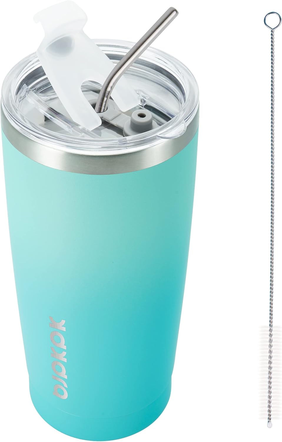 BJPKPK 20 oz Insulated Tumbler Stainless Steel Color Block Coffee Mug Vacuum Double Wall Thermal Travel Cup With Lids And Straw In Mint