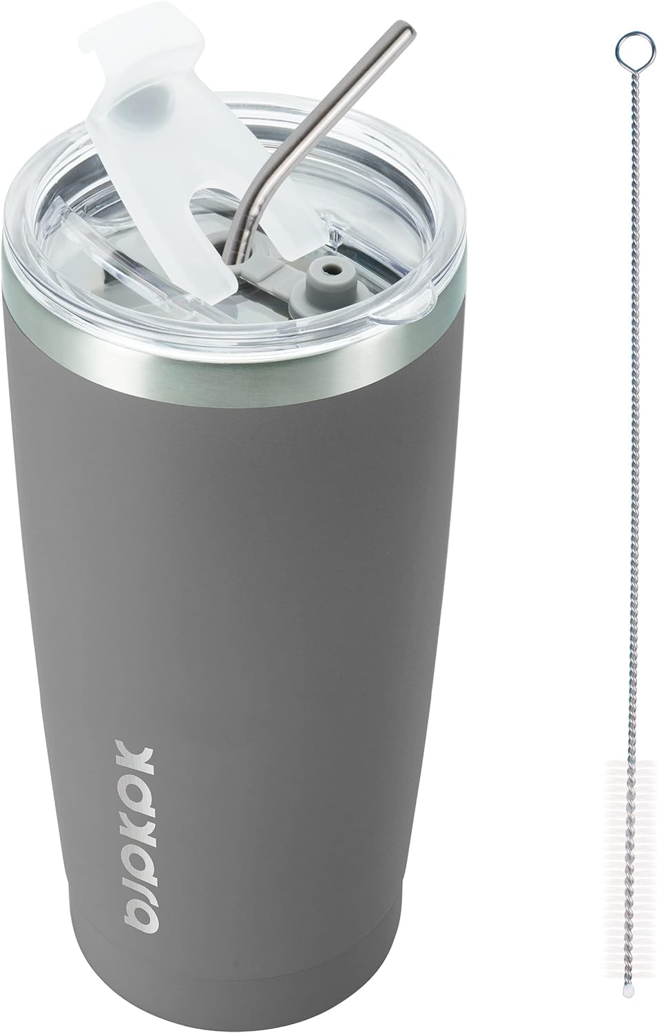BJPKPK 20 oz Insulated Tumbler With Lid And Straw Stainless Steel Tumblers Coffee Mug Thermal Cup For Women And Men In Grey