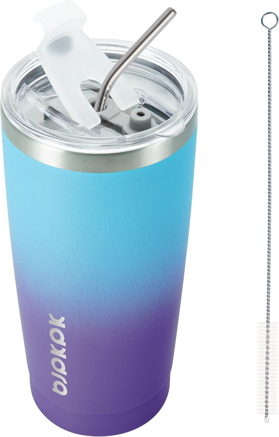 BJPKPK 20 oz Stainless Steel Vacuum Insulated Tumblers with Lids and Straw Reusable Travel Water Mug Double Wall Coffee Cup for Women and Men In Blue Purple