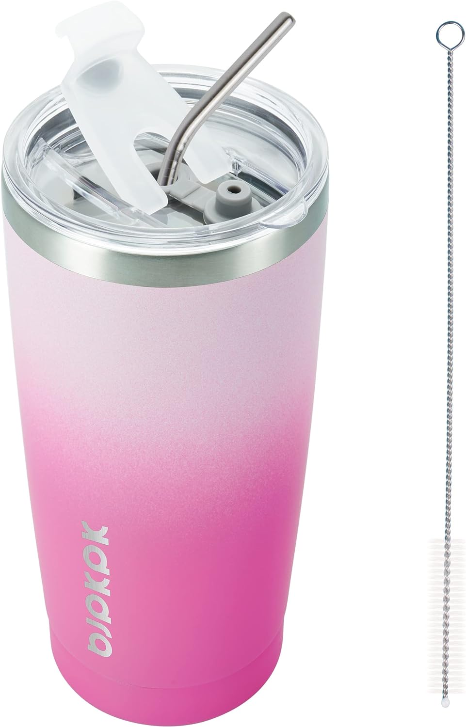 BJPKPK 20oz Stainless Steel Tumbler with Lid And Straw, Double Wall Vacuum Coffee Cup, Travel Mug for Ice Drink and Hot Beverage, Insulation Travel Tumblers Cups In Pink