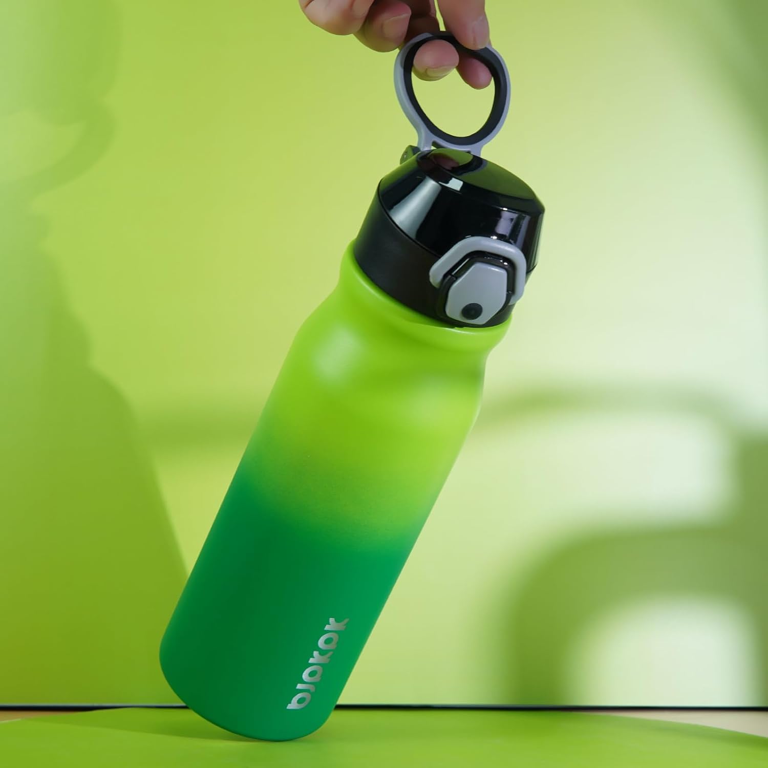 BJPKPK 25oz Insulated Water Bottle With Straw Stainless Steel Double Wall Water Bottles BPA Free Leak Proof Thermos With Lockable Flip Lid And Soft Silicone Spout In Green