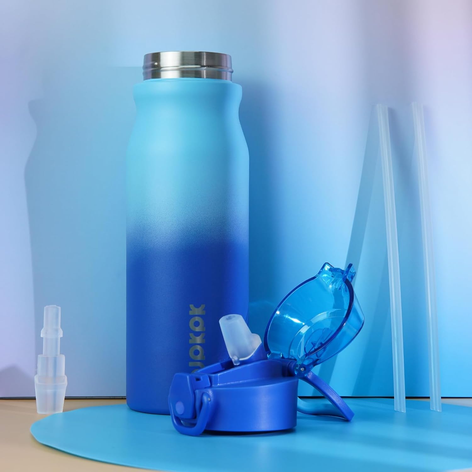 BJPKPK 25oz Insulated Water Bottle With Straw Stainless Steel Double Wall Water Bottles BPA Free Leak Proof Thermos With Lockable Flip Lid And Soft Silicone Spout In Green