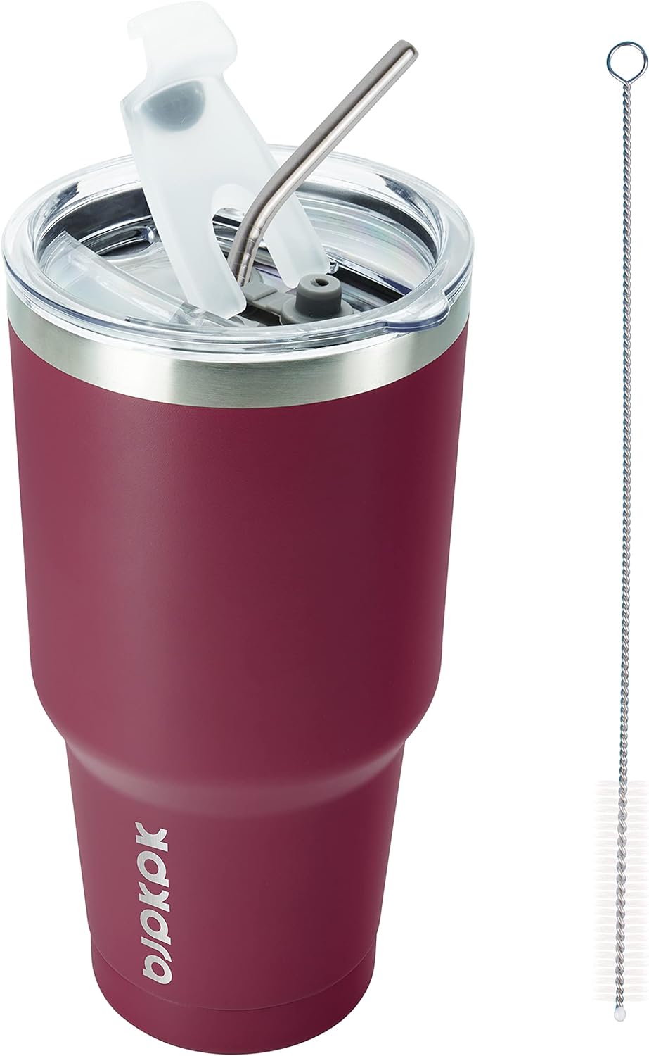 BJPKPK 30 oz Stainless Steel Insulated Tumbler with Lid and Straw, Reusable Ice Travel Coffee Thermal Tumblers Cup In Dark Red