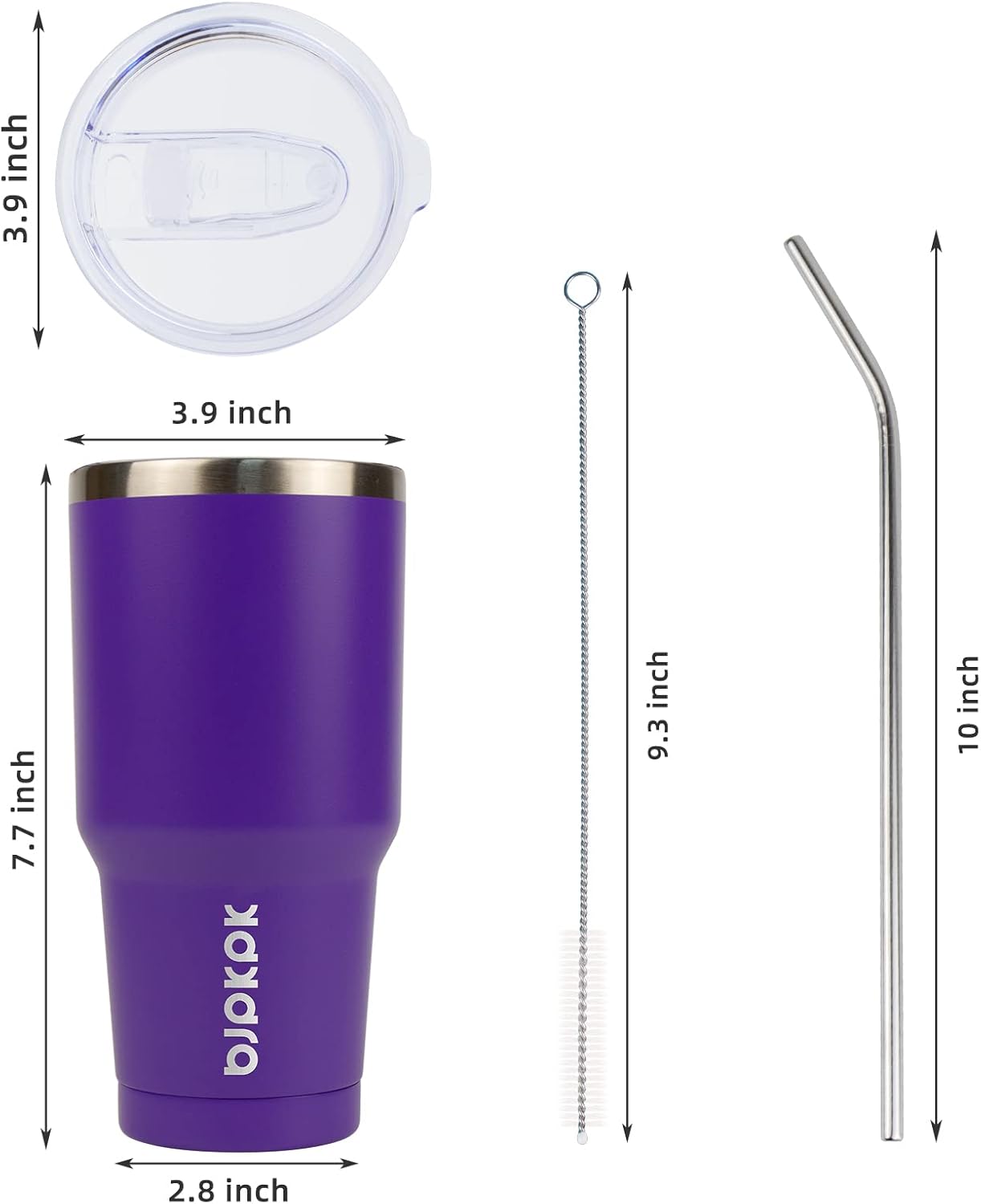 BJPKPK 30 oz Stainless Steel Tumbler With Lid And Straw Vacuum Insulated Double Wall Travel Coffee Water Tumbler In Purple