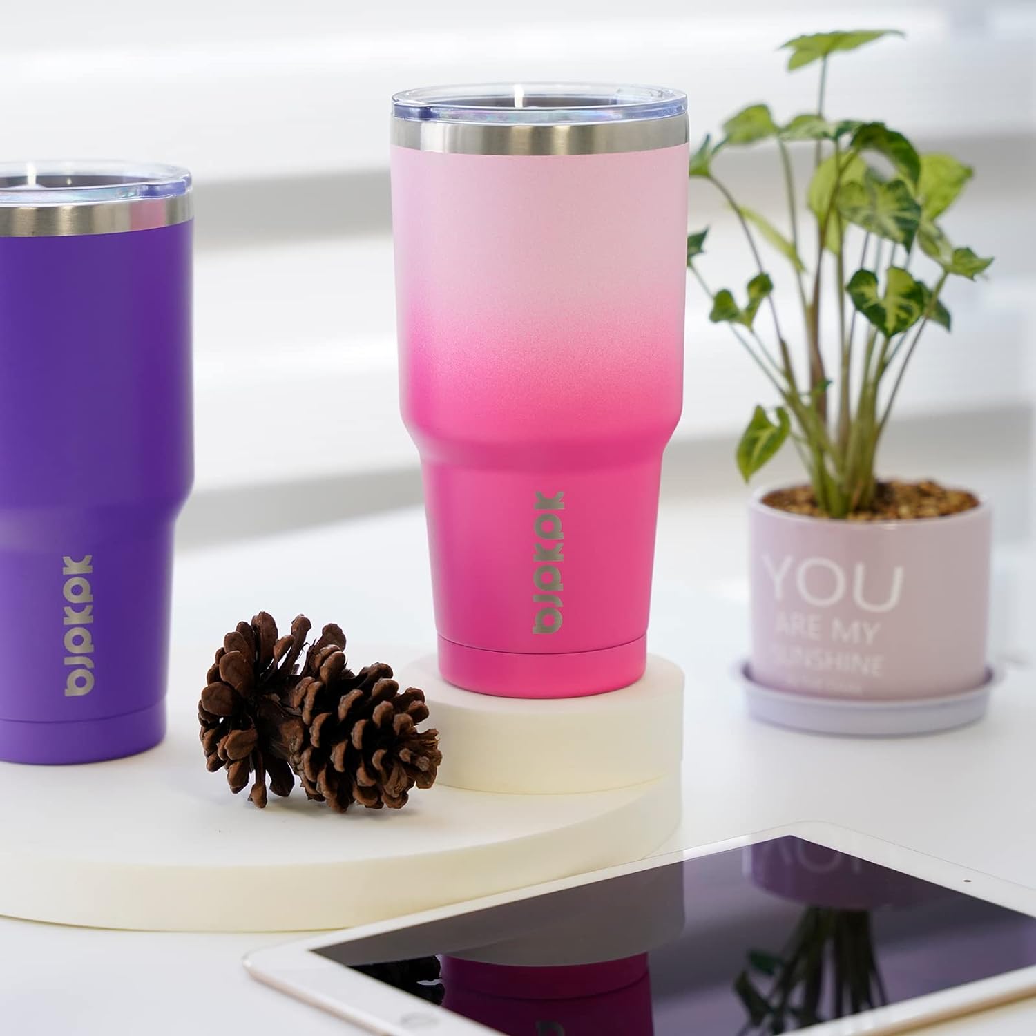 BJPKPK 30 oz Stainless Steel Tumbler With Lid And Straw Vacuum Insulated Double Wall Travel Coffee Water Tumbler In Purple