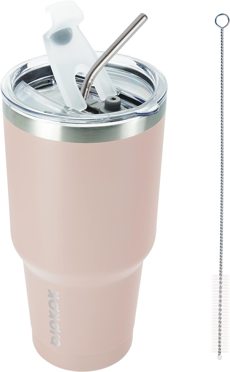 BJPKPK 30 oz Tumbler Cups With Lid And Straw Stainless Steel Double Wall Vacuum Insulated Tumblers For Women and Men In Apricot