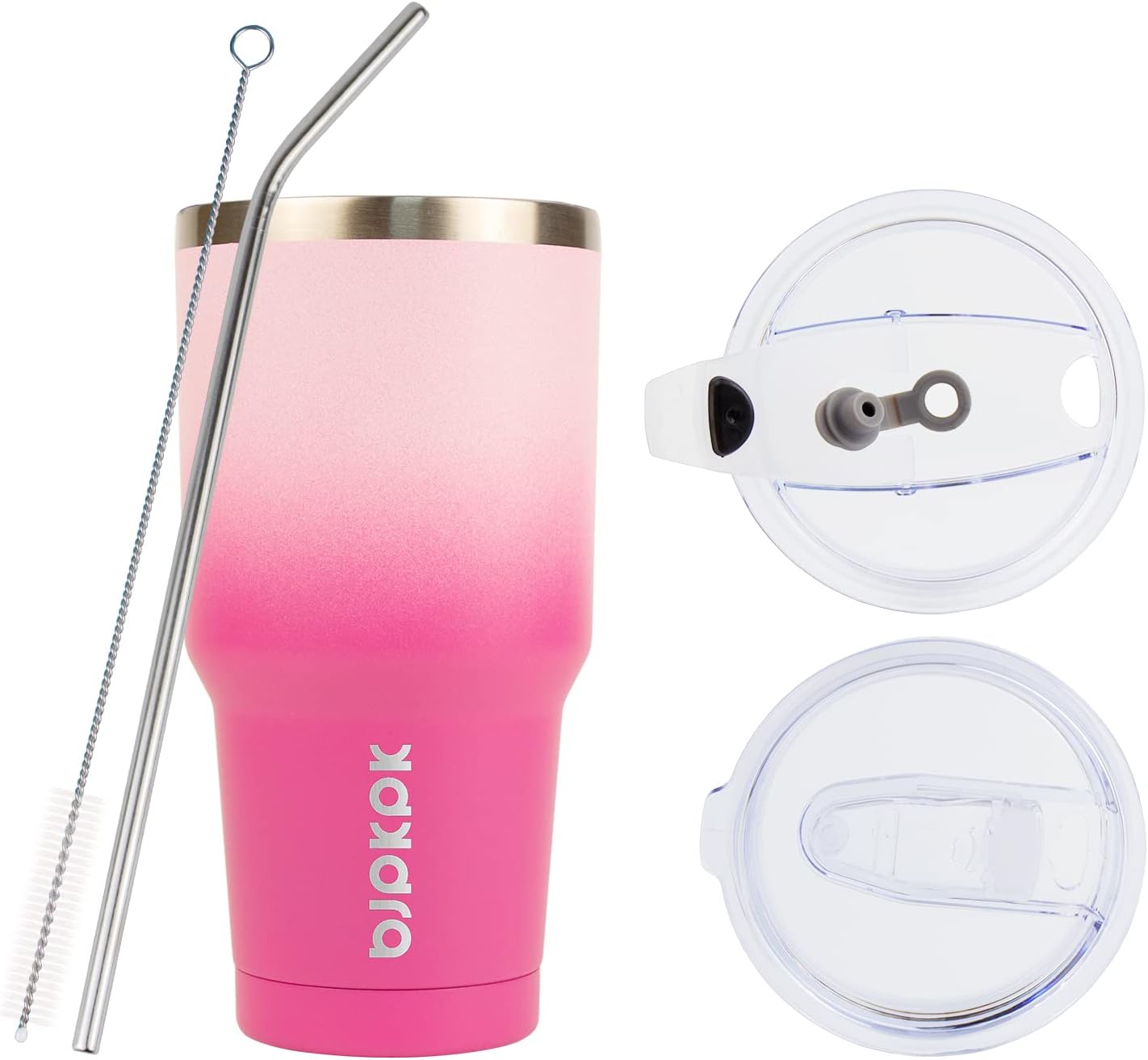 BJPKPK 30 oz Tumbler With Lid And Straw Travel Coffee Mug Stainless Steel Insulated Thermal Tumblers Cup In Pink