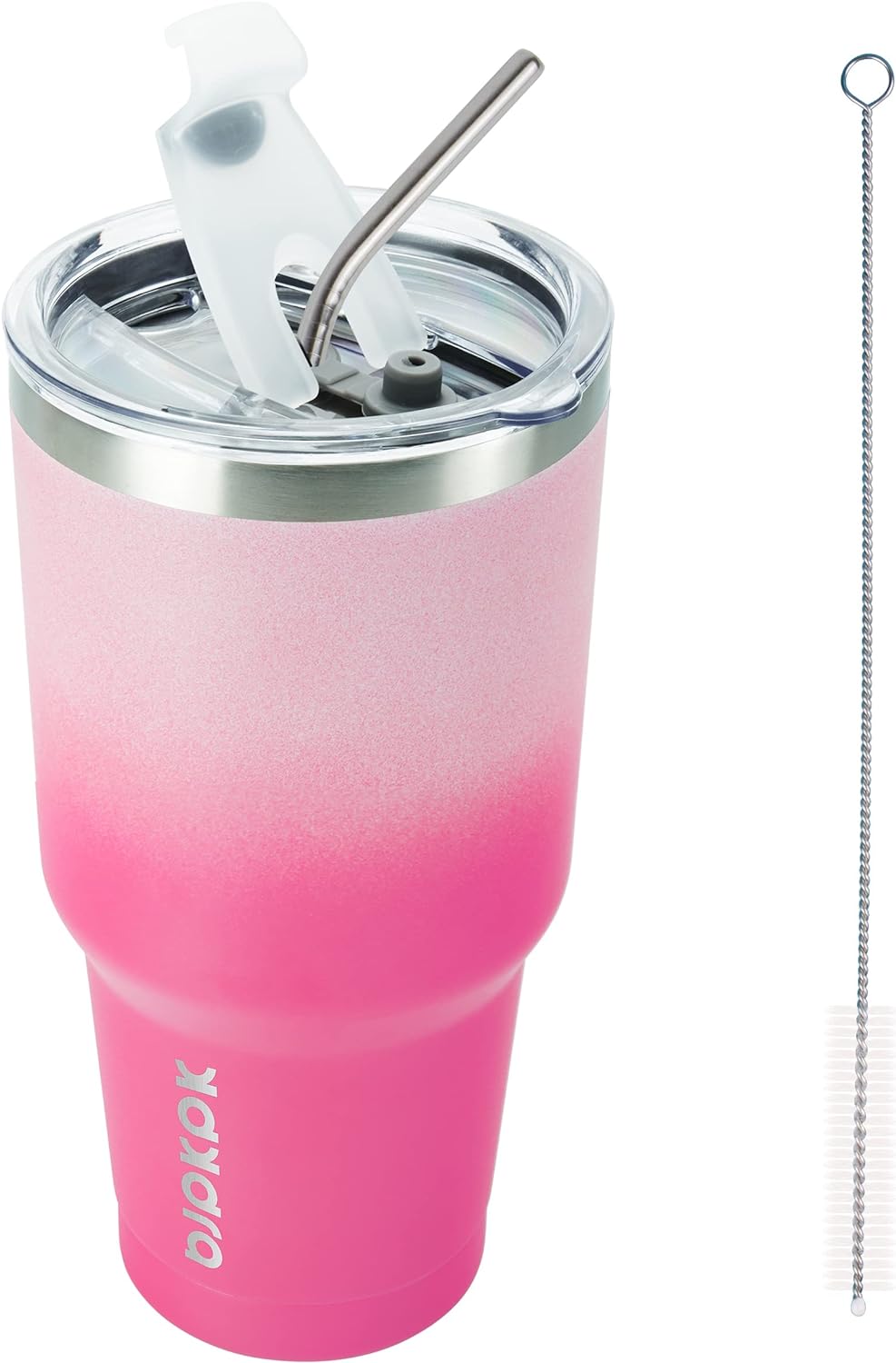 BJPKPK 30 oz Tumbler With Lid And Straw Travel Coffee Mug Stainless Steel Insulated Thermal Tumblers Cup In Pink