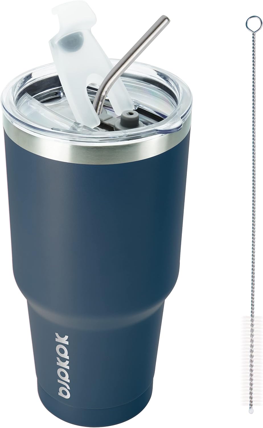 BJPKPK 30 oz Tumbler with Lid and Straw Stainless Steel Double Wall Vacuum Insulated Tumblers In Navy Blue