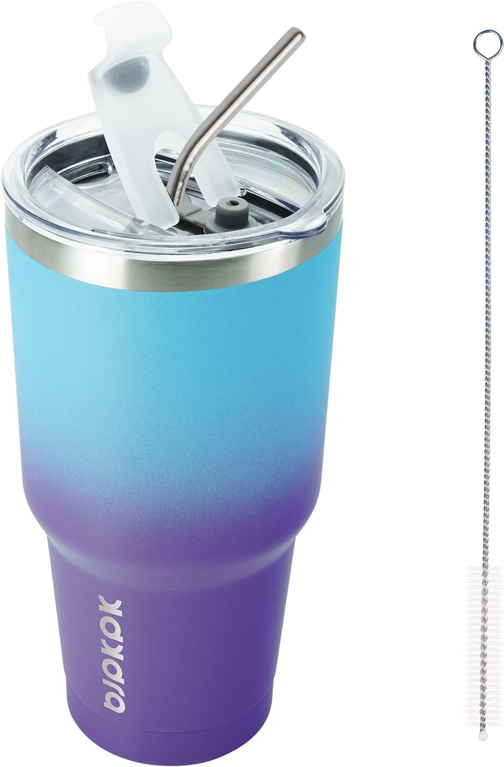 BJPKPK 30oz Color Block Tumbler With Lid And Straw,Stainless Steel Double Wall Vacuum Insulated Tumblers In Blue Purple
