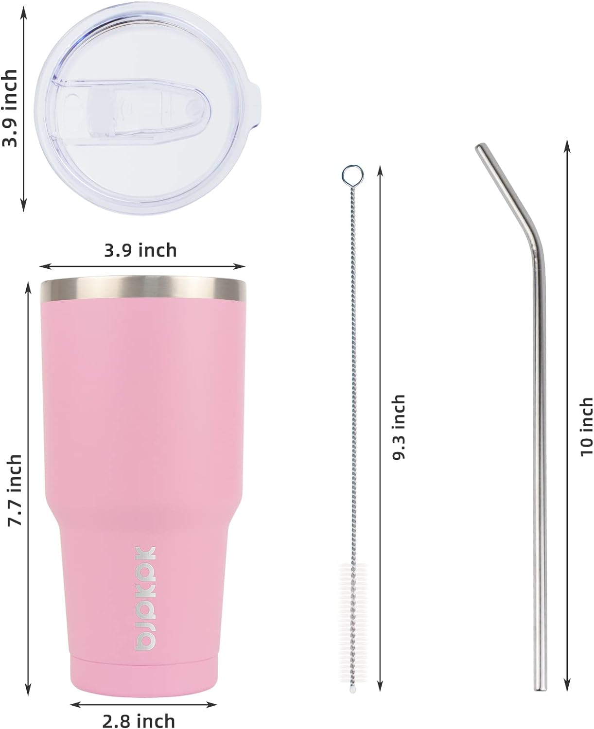 BJPKPK 30oz Insulated Tumbler with Lids and Straw, Stainless Steel Travel Coffee Tumbler,Powder Coated Travel Mug In Light Pink