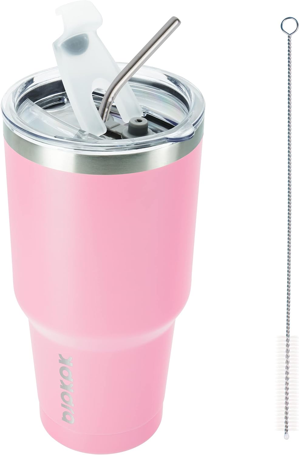 BJPKPK 30oz Insulated Tumbler with Lids and Straw, Stainless Steel Travel Coffee Tumbler,Powder Coated Travel Mug In Light Pink