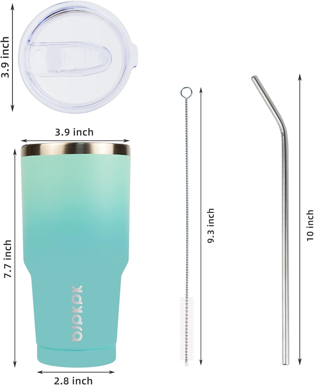 BJPKPK 30oz Stainless Steel Tumbler Color Block Insulated Tumblers Cup with Lid and Straw, Double Walled Travel Coffee Mug In Mint