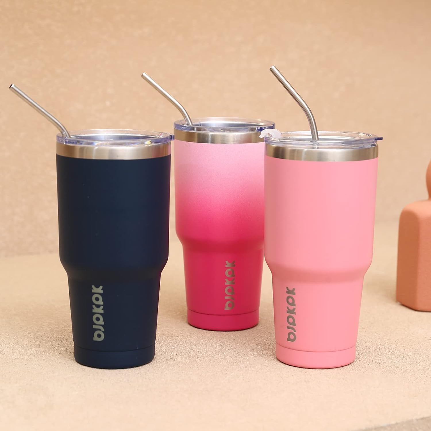 BJPKPK 30oz Stainless Steel Tumbler Color Block Insulated Tumblers Cup with Lid and Straw, Double Walled Travel Coffee Mug In Mint