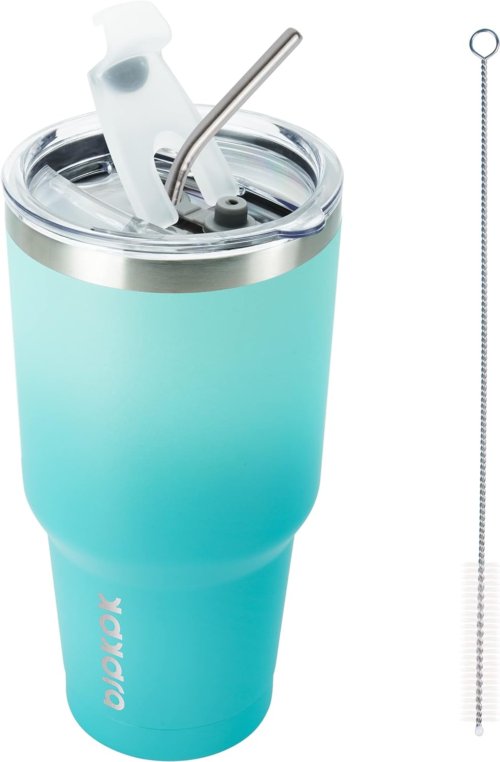 BJPKPK 30oz Stainless Steel Tumbler Color Block Insulated Tumblers Cup with Lid and Straw, Double Walled Travel Coffee Mug In Mint