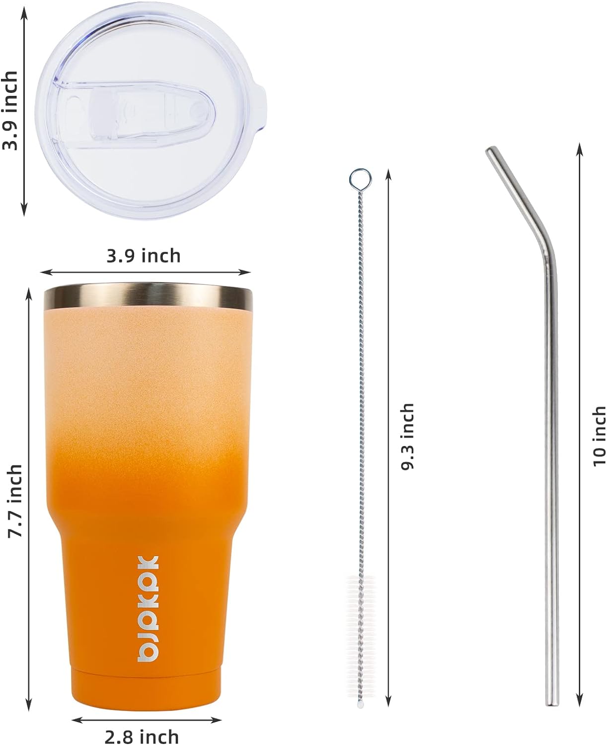 BJPKPK 30oz Stainless Steel Vacuum Insulated Tumbler Set Double Wall Travel Mug Coffee Cup with Metal Straws, Splashproof Lids In Coral
