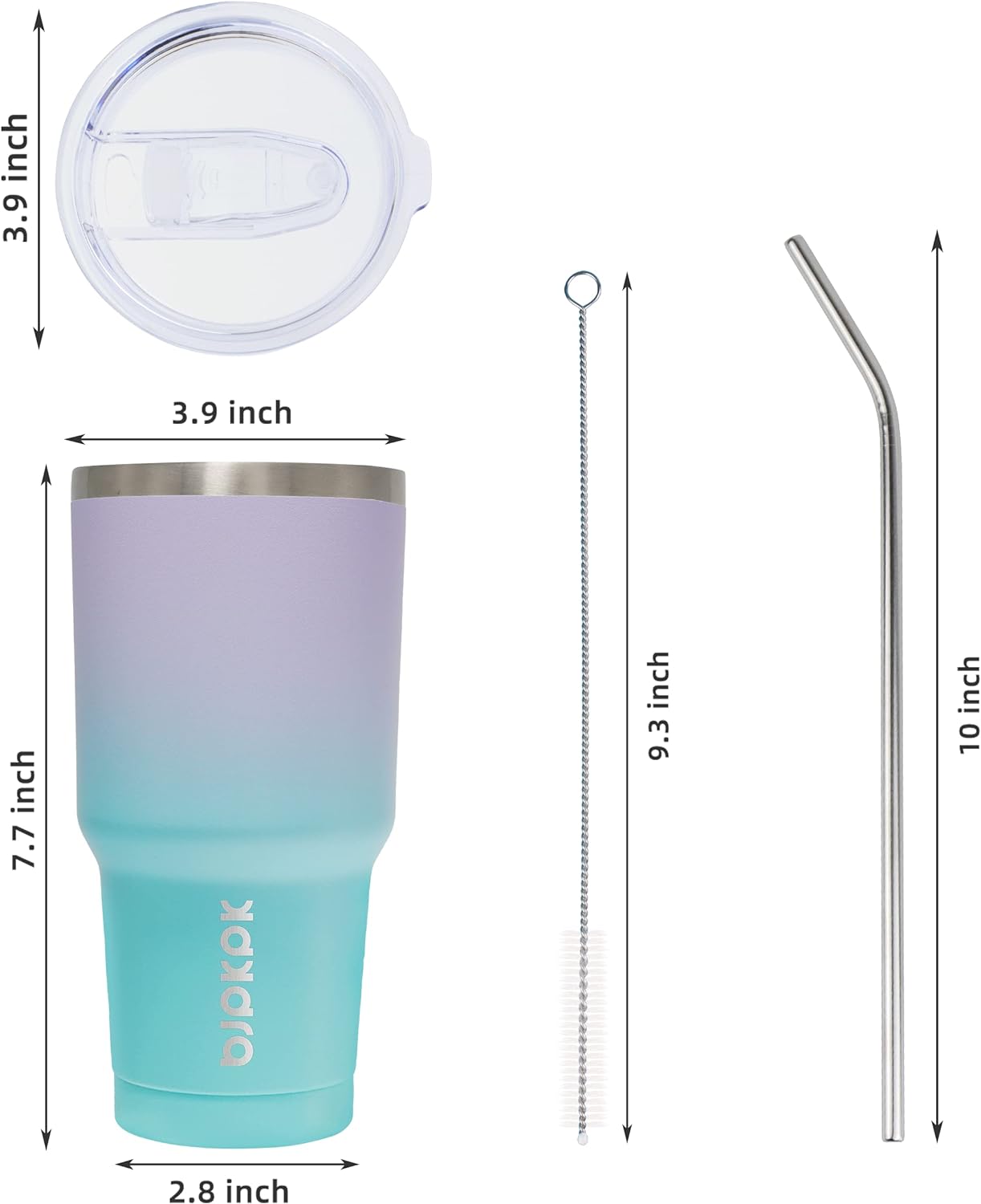 BJPKPK 30oz Tumbler Stainless Steel Double Wall Vacuum Insulated Mug with Straw and Lid for Women and Men In Purple Blue