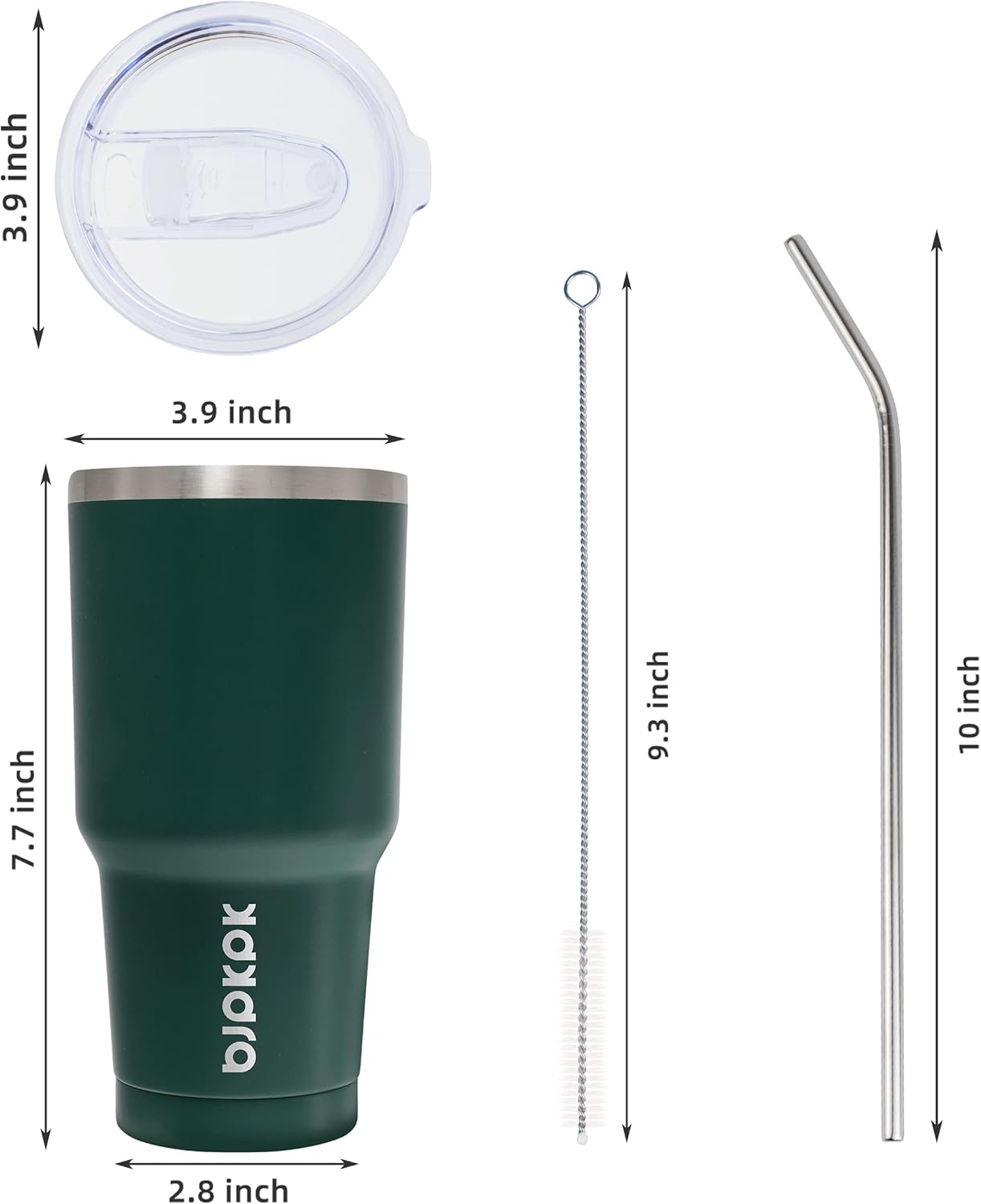 BJPKPK 30oz Tumbler with Lids and Straws, Stainless Steel Vacuum Insulated Coffee Tumblers, Insulated Travel Mug Water Cup with Leakproof Lid In Green
