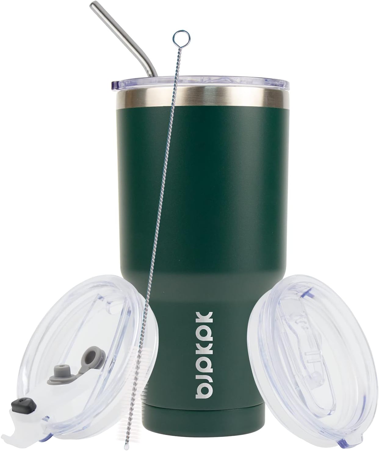 BJPKPK 30oz Tumbler with Lids and Straws, Stainless Steel Vacuum Insulated Coffee Tumblers, Insulated Travel Mug Water Cup with Leakproof Lid In Green