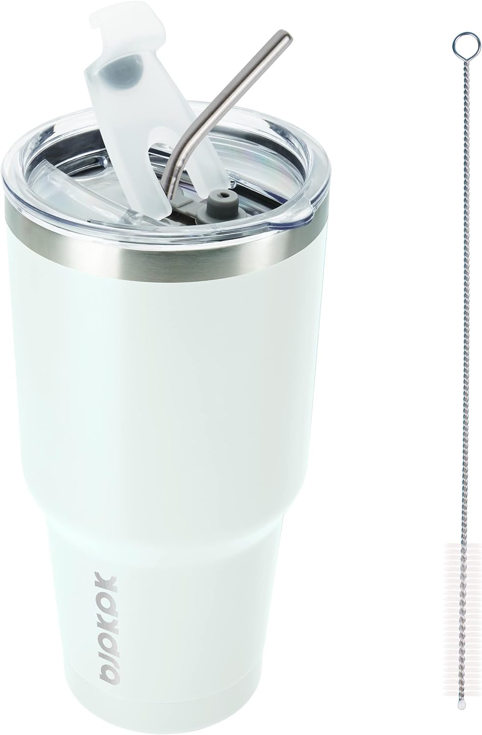 BJPKPK 30oz White Stainless Steel Tumbler With Lid And Straw Reusable Insulated Coffee Travel Thermal Tumblers Cup In White