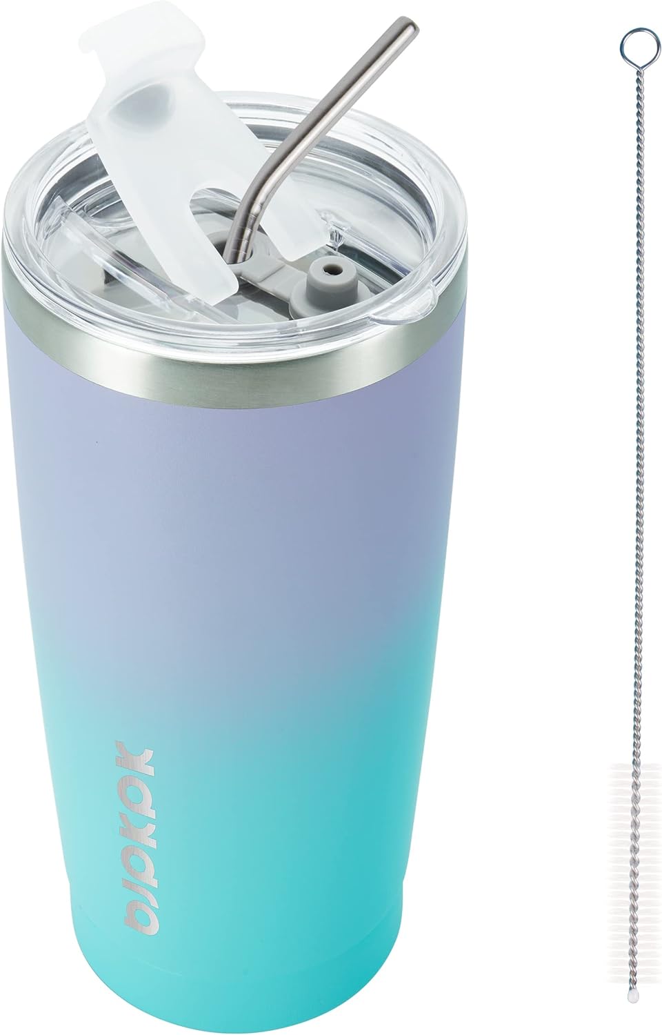 BJPKPK Insulated Stainless Steel Tumbler, Coffee Cup with Lid and Straw, Double Wall Vacuum Travel Mug, Powder Coated Leakproof Tumbler Cup In Purple Blue