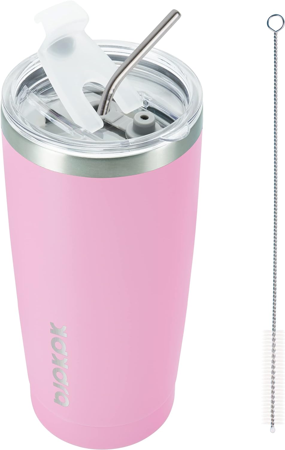 BJPKPK Insulated Tumbler 20 oz Stainless Steel Coffee Travel Thermal Cup With lids And Straws In Light Pink