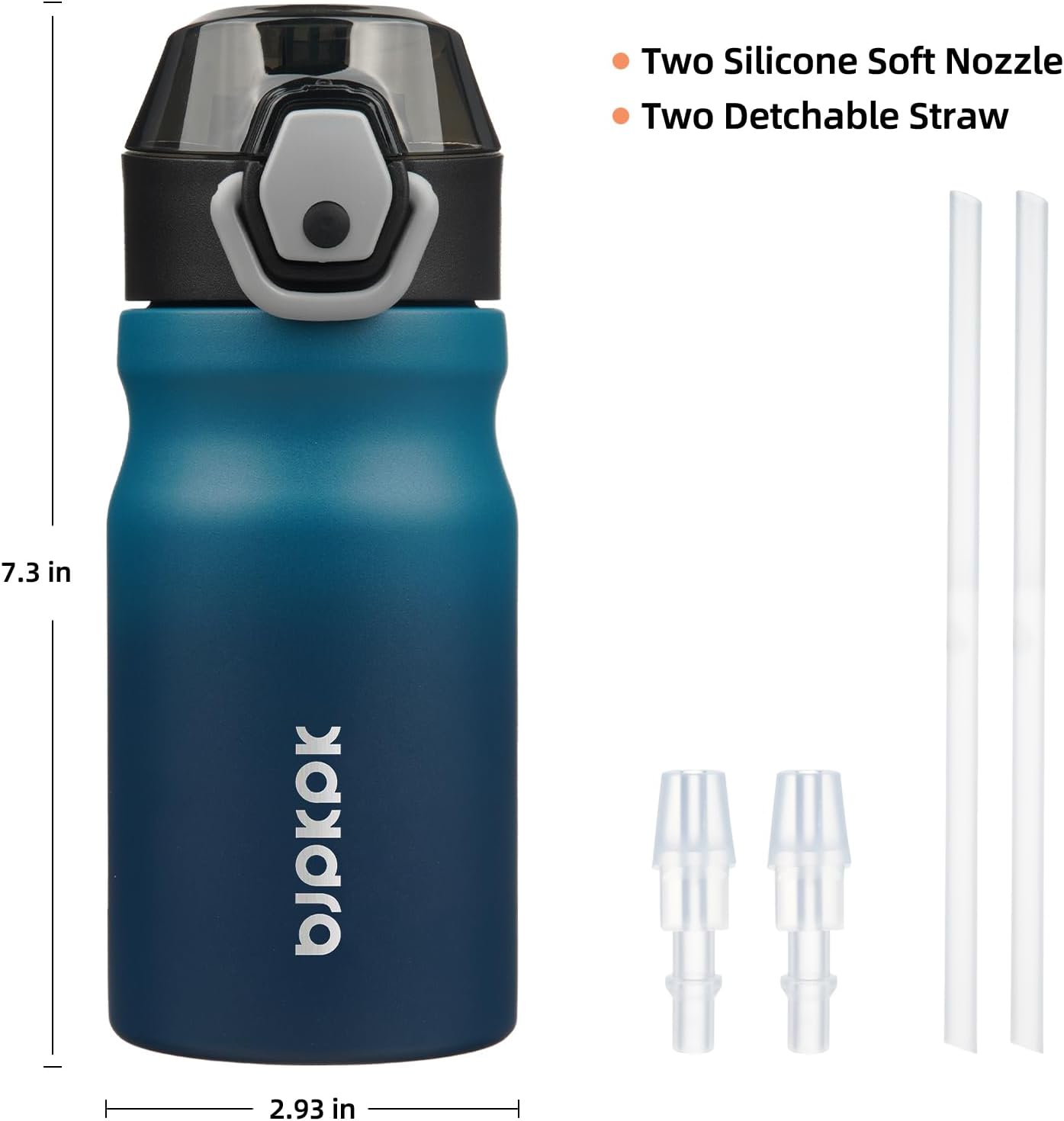 BJPKPK Insulated Water Bottle 14oz Stainless Steel Water Bottles With Straw And Carry Handle Double Wall Metal Thermos In Indigo Black