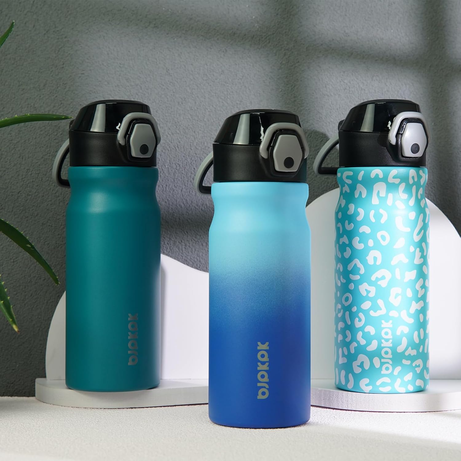 BJPKPK Insulated Water Bottle 18oz Stainless Steel Water Bottles With Straw And Carry Handle Double Wall Metal Thermos In Orange