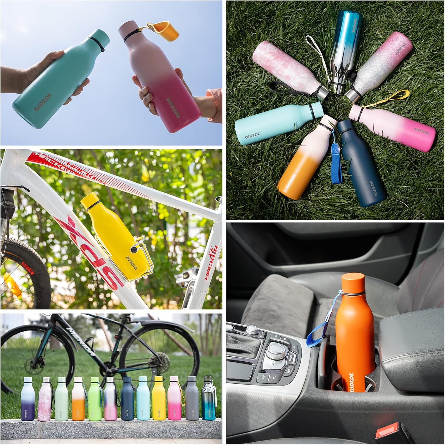 BJPKPK Insulated Water Bottles, 18 oz Stainless Steel Metal Water Bottle with Strap, BPA Free Leak Proof Thermos, Mugs, Flasks, Reusable Water Bottle for Sports & Travel In Green