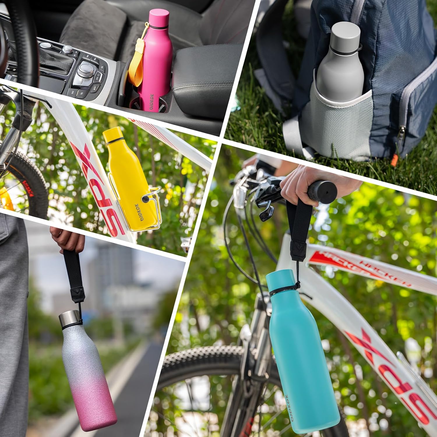 BJPKPK Insulated Water Bottles, 25 oz Stainless Steel Metal Water Bottle with Strap, BPA Free Leak Proof Thermos, Mugs, Flasks, Reusable Water Bottle for Sports & Travel In Green