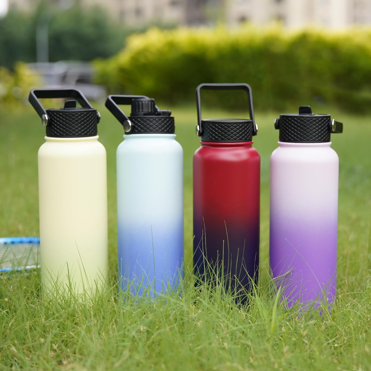 BJPKPK Insulated Water Bottles with Straw Lid, 40oz Cold & Hot Thermos, Stainless Steel Metal Water Bottle with 3 Lids, Reusable Thermos, Cups, Mugs, Tumblers In Yellow