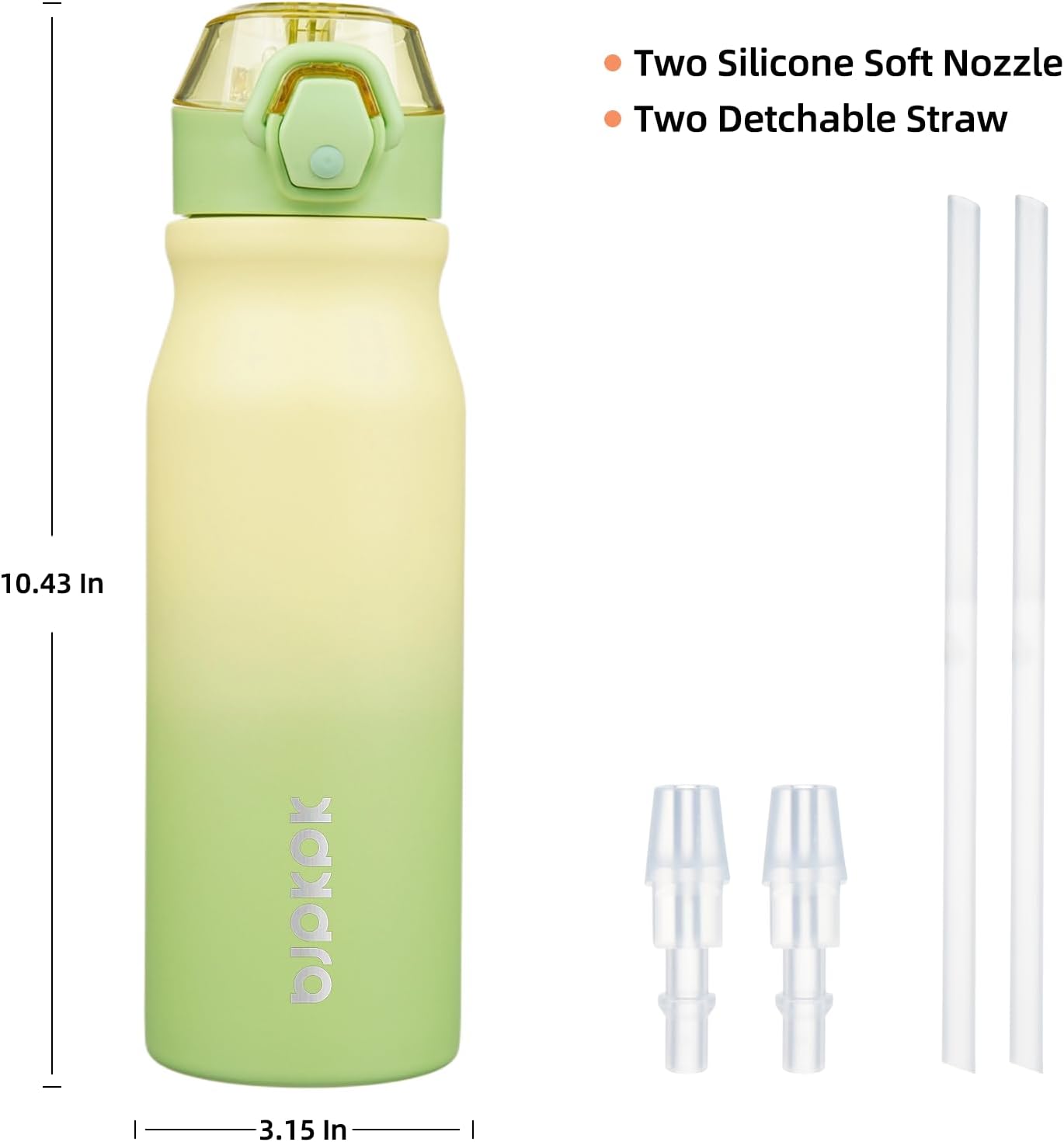BJPKPK Stainless Steel Insulated Water Bottle With Straw Lid 25oz Reusable Metal Thermos Bottles Keep Cold And Hot In Light Green