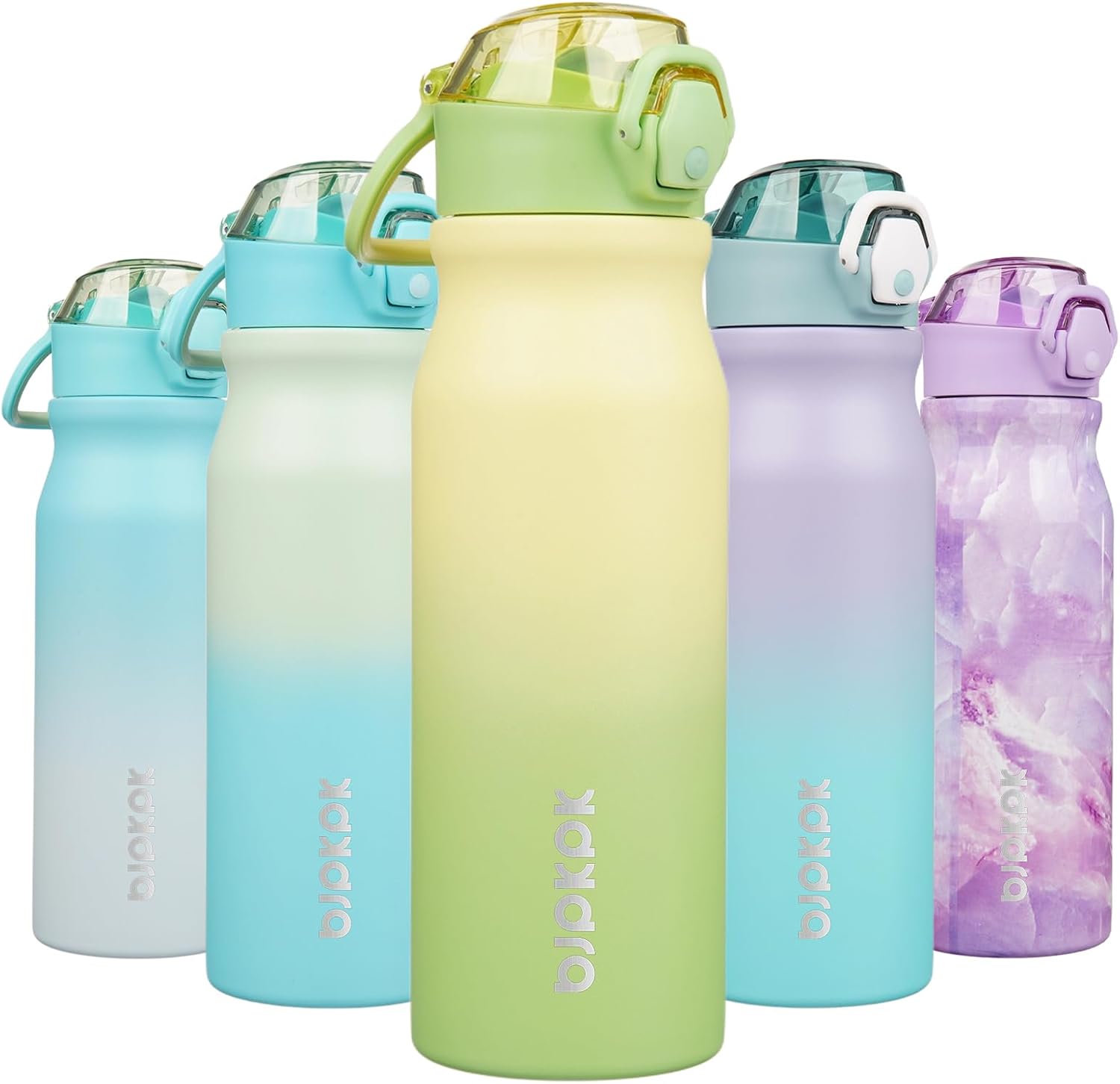 BJPKPK Stainless Steel Insulated Water Bottle With Straw Lid 25oz Reusable Metal Thermos Bottles Keep Cold And Hot In Light Green