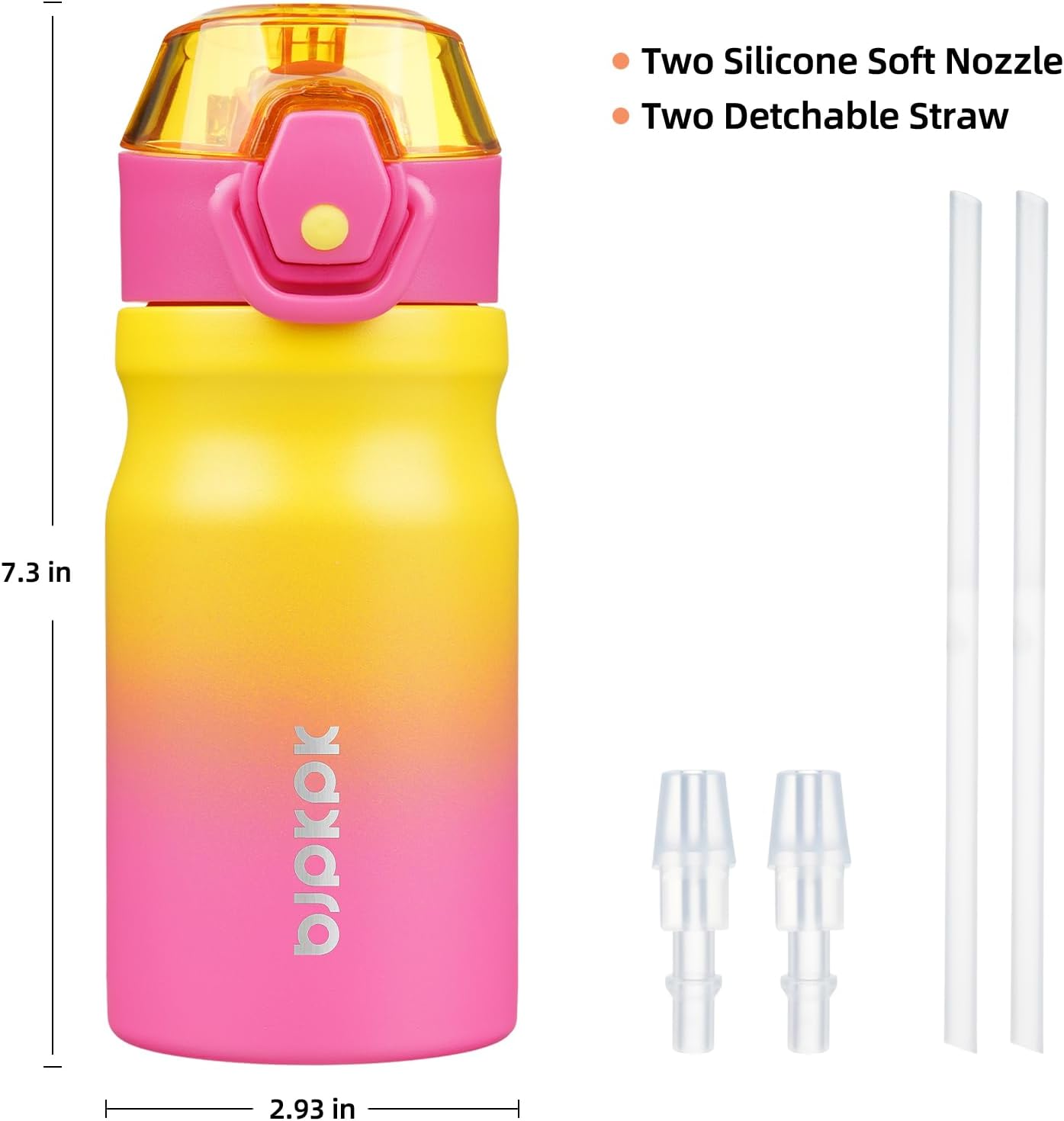 BJPKPK Water Bottle With Straw 14oz Insulated Water Bottles Reusable Stainless Steel Metal Thermos With Leak Proof Lockable Lid And Carry Handle In Multicolor