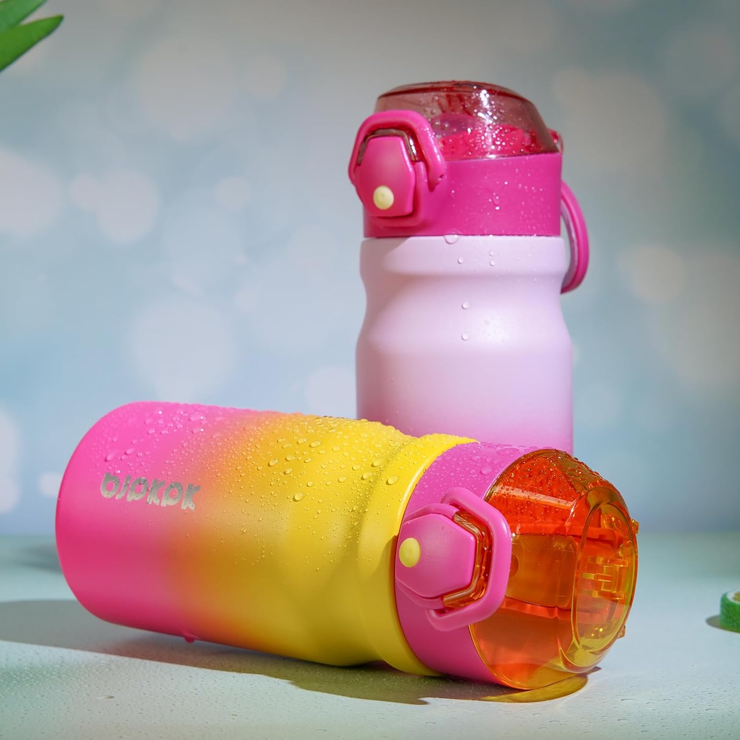 BJPKPK Water Bottle With Straw 14oz Insulated Water Bottles Reusable Stainless Steel Metal Thermos With Leak Proof Lockable Lid And Carry Handle In Multicolor