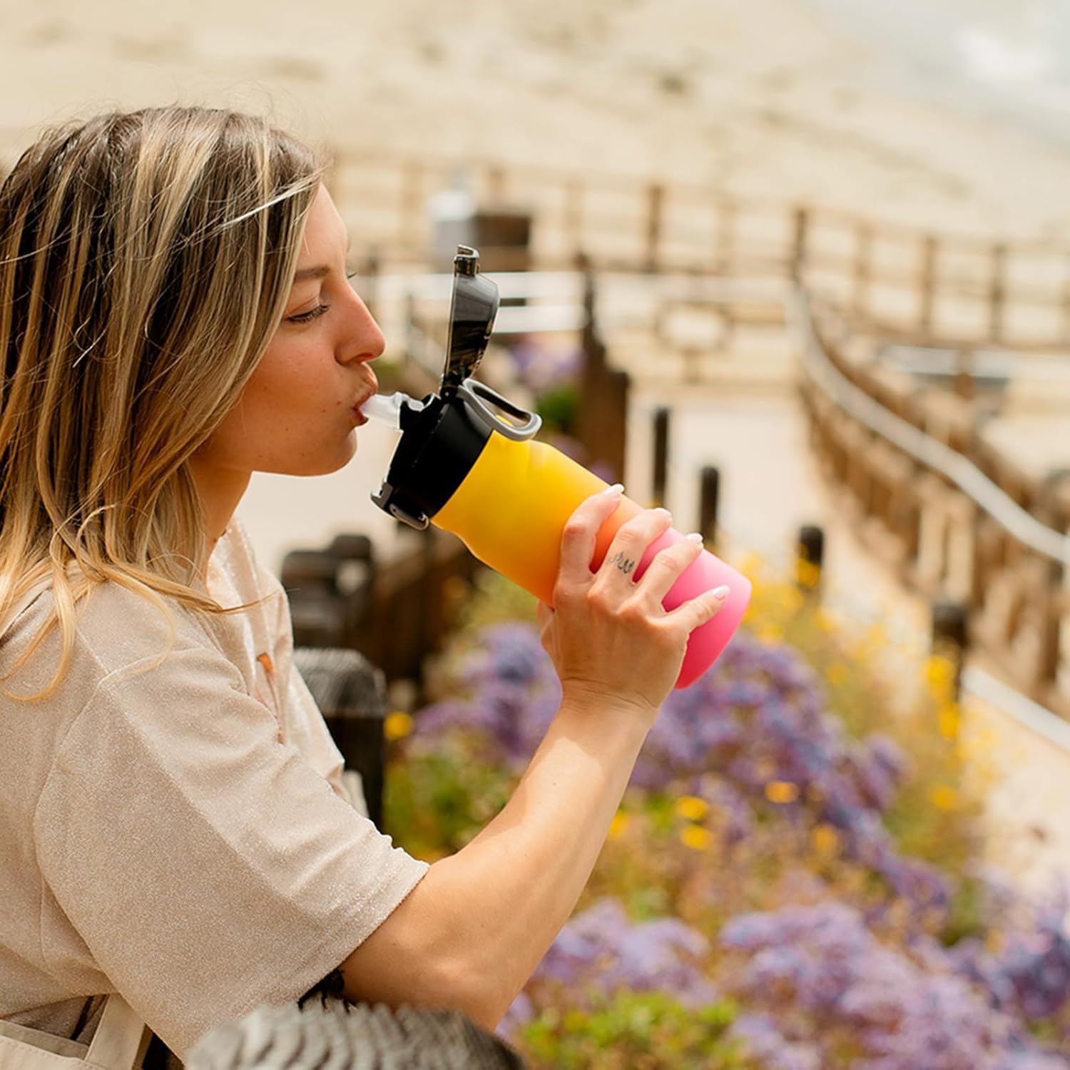 BJPKPK Water Bottle With Straw 14oz Insulated Water Bottles Reusable Stainless Steel Metal Thermos With Leak Proof Lockable Lid And Carry Handle In Multicolor