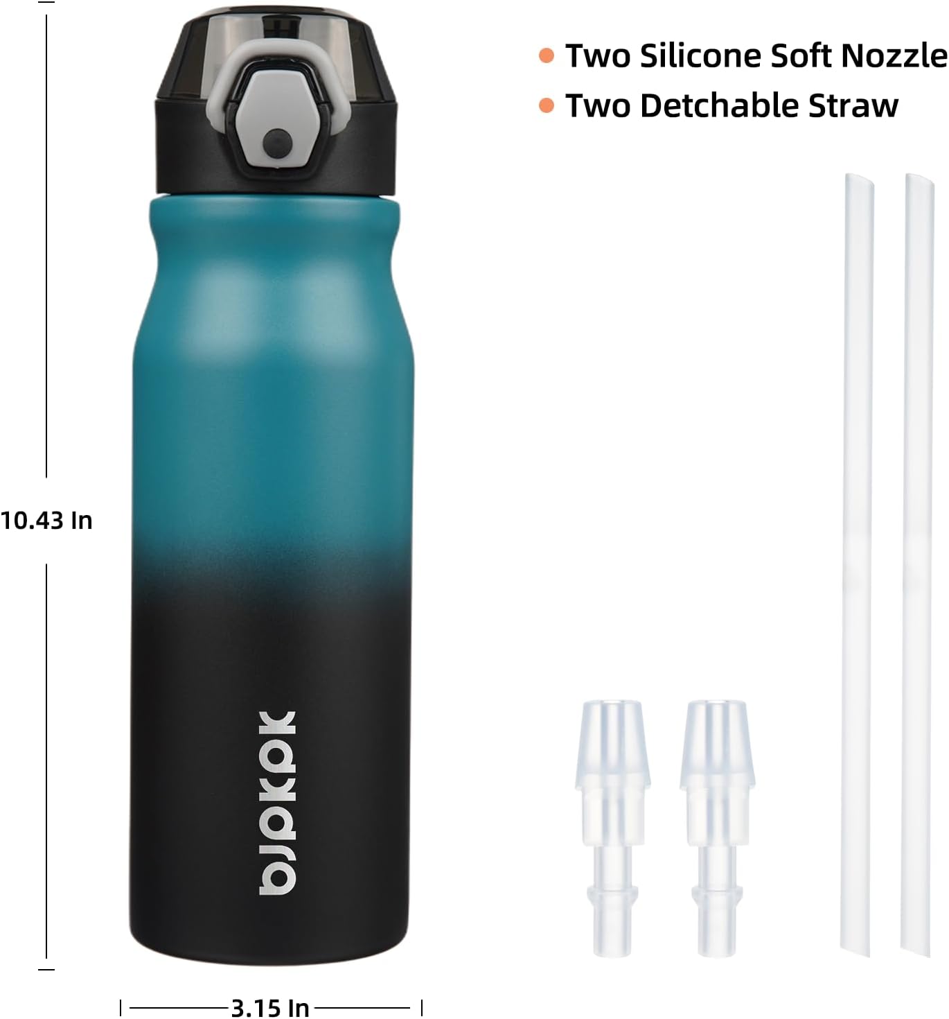BJPKPK Water Bottle With Straw 25oz Insulated Water Bottles Reusable Stainless Steel Metal Thermos With Leak Proof Lockable Lid And Carry Handle In Indigo Black