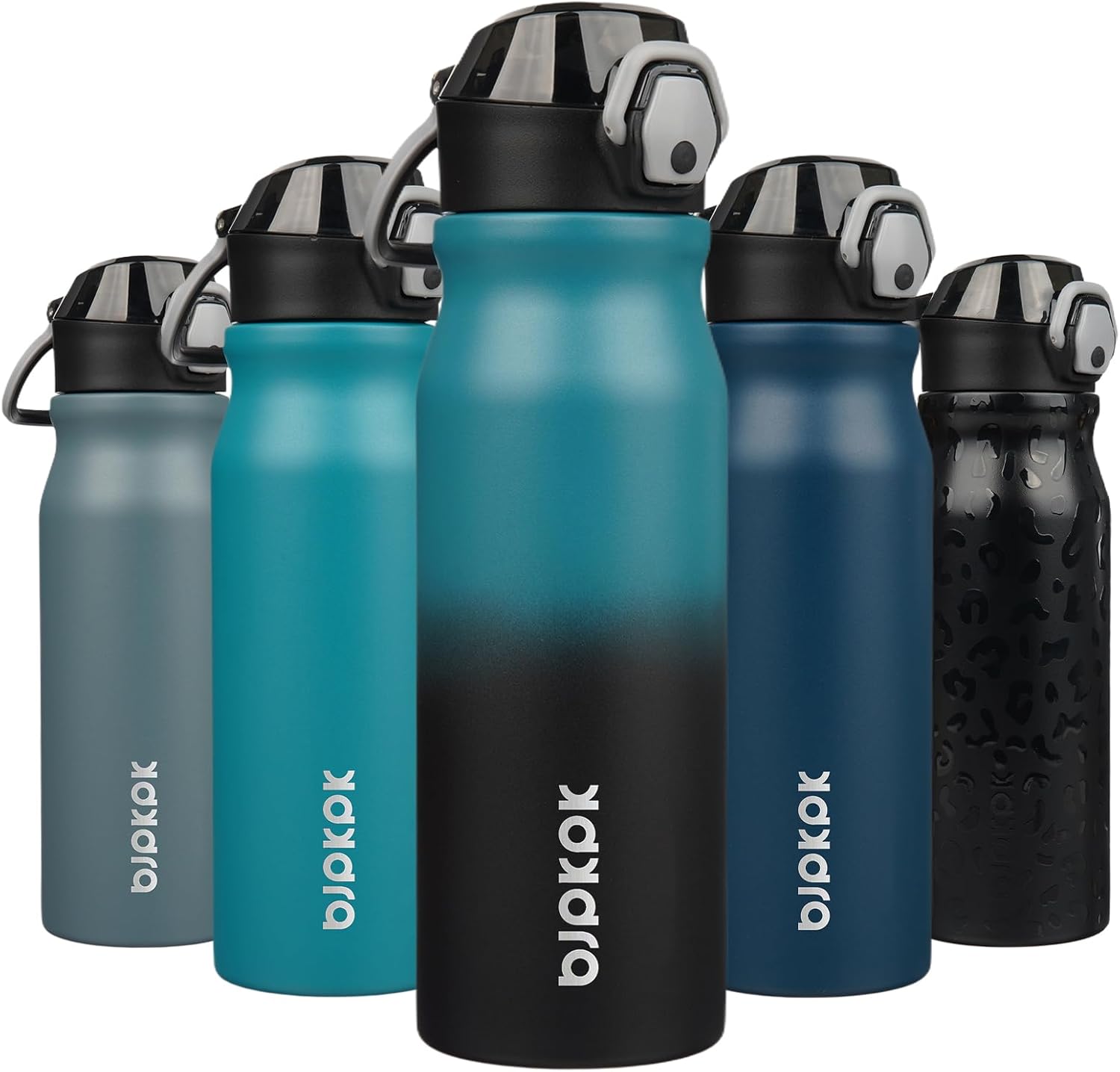 BJPKPK Water Bottle With Straw 25oz Insulated Water Bottles Reusable Stainless Steel Metal Thermos With Leak Proof Lockable Lid And Carry Handle In Indigo Black