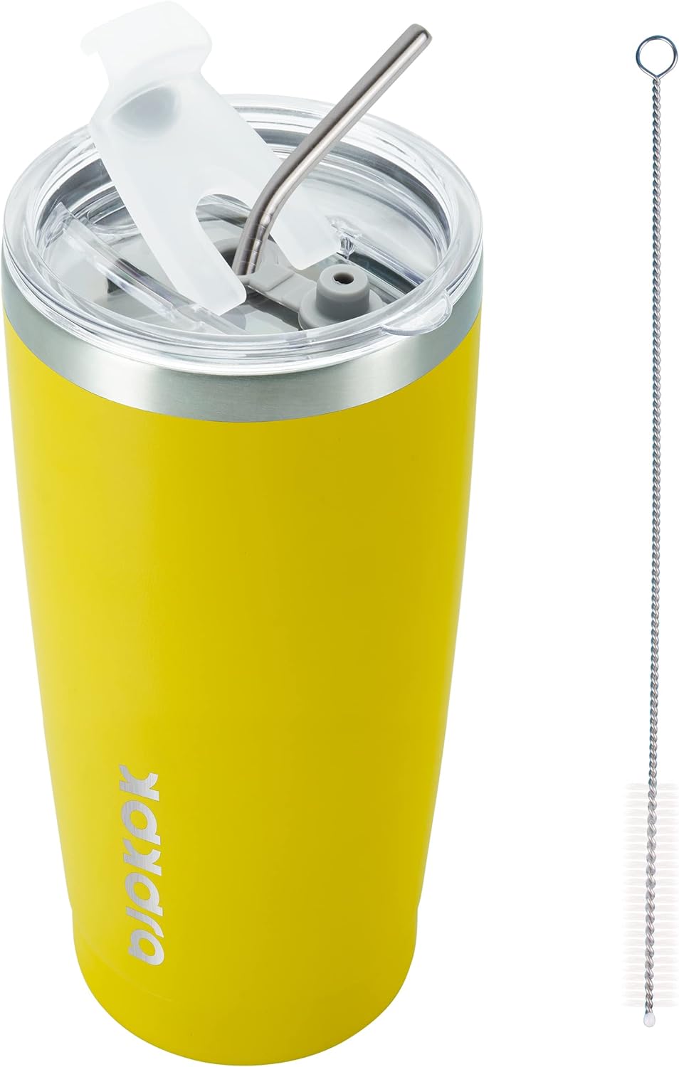 BJPKPK Yellow Stainless Steel Tumbler With Lid And Straw 20 oz Insulated Tumblers Thermal Cup For Hot And Cold Drinks In Yellow